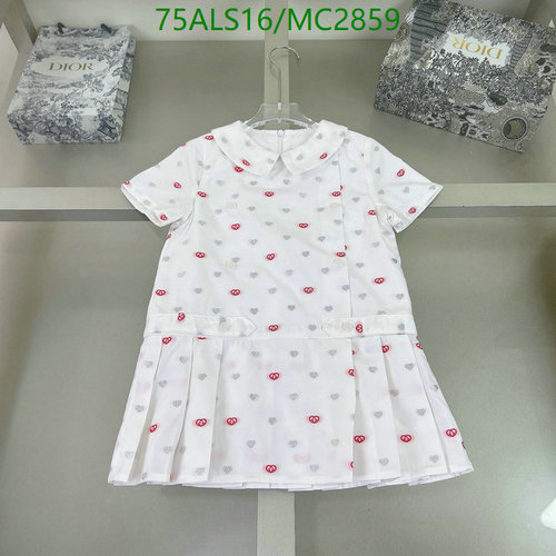 Gucci Kids' White Heart & Interlocking G Patterned Pleated Dress