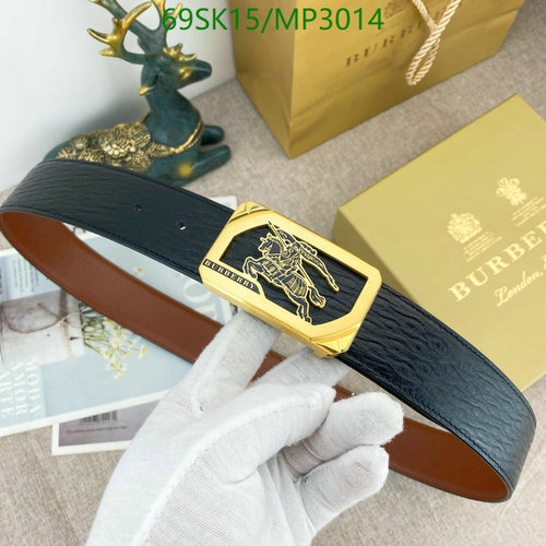 Burberry Men's Reversible Cowhide Belt with Gold-Tone Buckle - 3.8CM Width