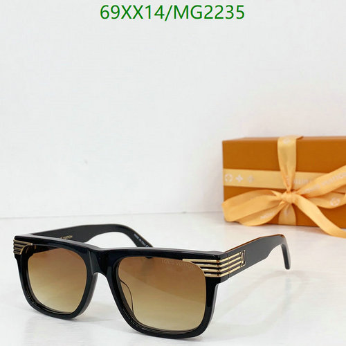Louis Vuitton Men's Square Sunglasses - MG2235 Black Frame Brown Lenses