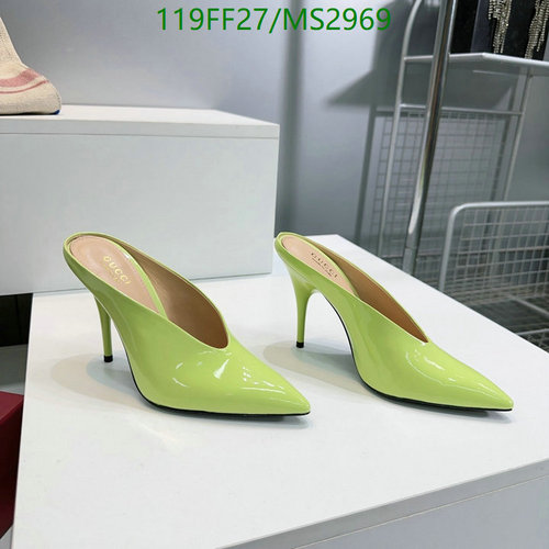 Gucci Women's Pointed Toe Patent Leather Mules - 10CM Heel, EU35-40