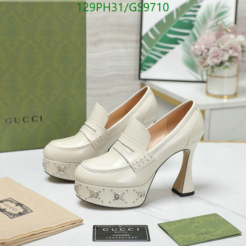Gucci Women's Platform Loafer Pumps - High Heel Sheepskin & Cowhide Leather