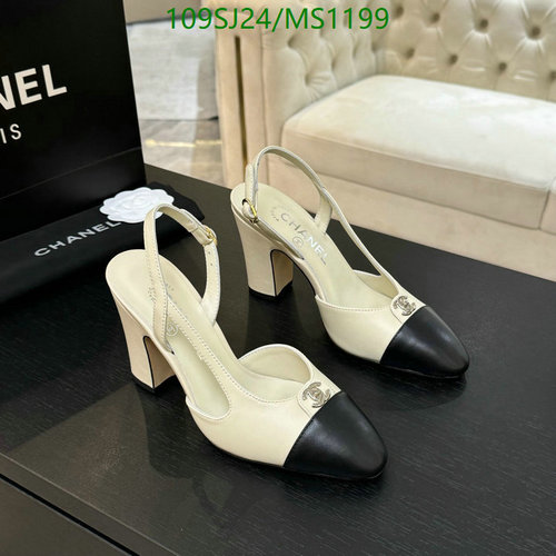 Chanel Women's Slingback Pumps - Sheepskin Leather Two-Tone Block Heel Shoes