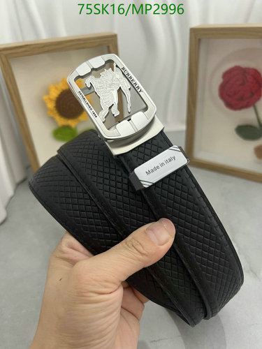 Burberry Men's Black Grain Cowhide Leather Belt with Silver Buckle 38 Burberry Men's Black Grain Cowhide Leather Belt with Silver Buckle