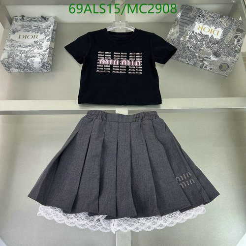 Miu Miu Kids' Casual T-Shirt & Pleated Skirt Set - Stylish Children's Outfit