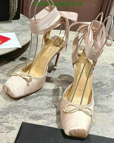 Products 27 Christian Louboutin Women's Satin Bow Ankle-Tie Stiletto Heels 10CM