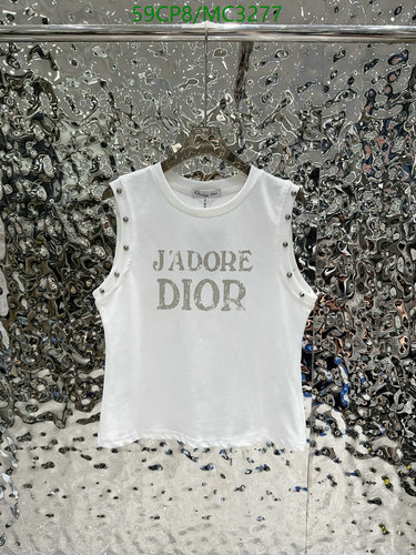 Dior J'adore Dior Women's White Cotton Sleeveless Top with Stud Embellishments