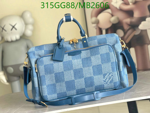 Louis Vuitton Blue Damier Checkerboard Travel Bag - Stylish & Spacious