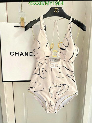 Chanel Abstract Print One-Piece Swimsuit for Women - Stylish Beachwear