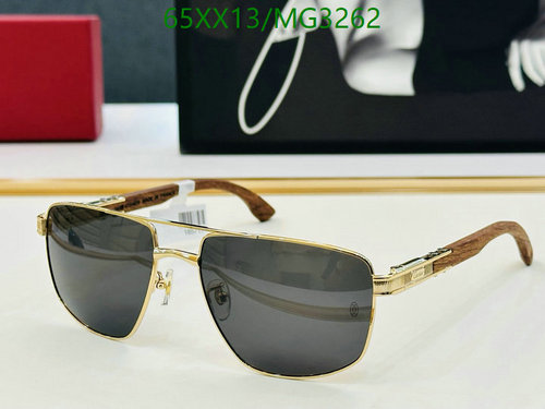 Cartier MG3262 Aviator Sunglasses - Gold-Tone Metal & Wood Temples
