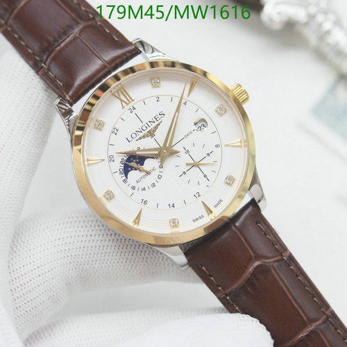 Longines Automatic Mechanical Watch - Men's Gold & Silver Tone with Brown Strap