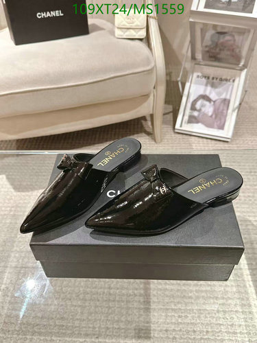 Chanel Women's Pointed Toe Mules - Patent Leather & Sheepskin Slip-On Shoes