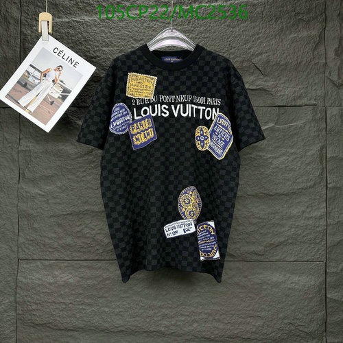 Louis Vuitton Men's Black Damier Patchwork Cotton T-Shirt - Short Sleeve Tee