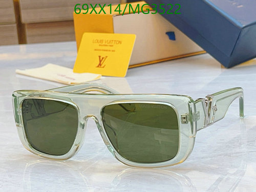 Louis Vuitton MG3522 Square Sunglasses - Stylish Green Frame with UV Protection