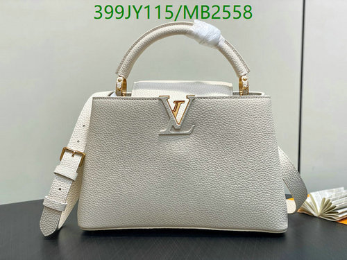 Louis Vuitton Capucines MM Bag in Grained Leather - Elegant Top Handle Tote