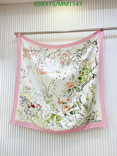 Dior Floral Silk Scarf - Luxurious 90x90CM Square Head Scarf for Women