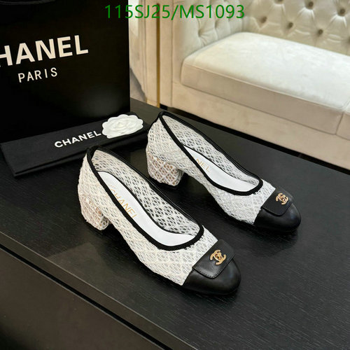 Chanel Women's Mesh Block Heel Pumps - Elegant Sheepskin Leather Shoes