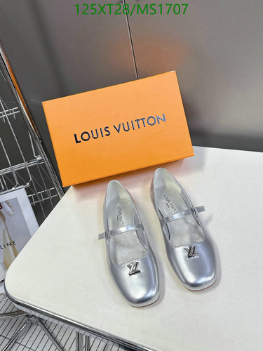 Louis Vuitton Women's Square Toe Mary Jane Flats - Silver Leather Shoes