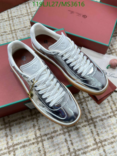 Loro Piana Men's Silver Metallic Cowhide Leather Sneakers - Unisex EU35-45