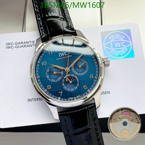 IWC Schaffhausen Automatic Mechanical Watch with Blue Dial & Leather Strap