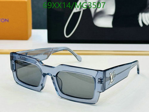 Louis Vuitton Chic Rectangle Sunglasses - MG3507 Blue Frame & Dark Lenses