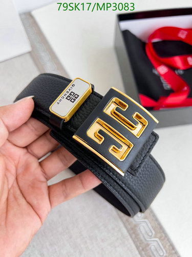 Givenchy G-Buckle Leather Belt for Men - Black Cowhide, 3.8CM Width