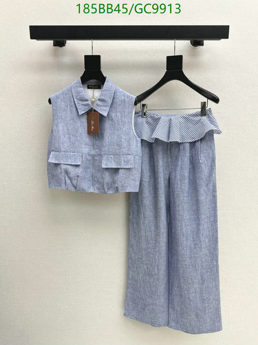 Loro Piana Women's Cotton Sleeveless Top & Wide-Leg Pants Set - Light Blue