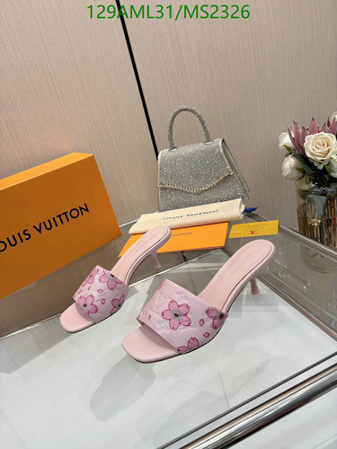 Products 21 Louis Vuitton Women's Pink Cherry Blossom Heeled Mules 5.5CM