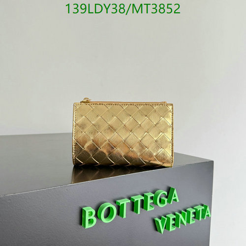 Bottega Veneta Gold Sheepskin Intrecciato Leather Zip Around Wallet
