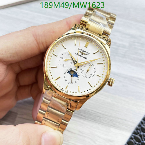 Longines Automatic Gold-Tone Stainless Steel Watch with Moon Phase Dial