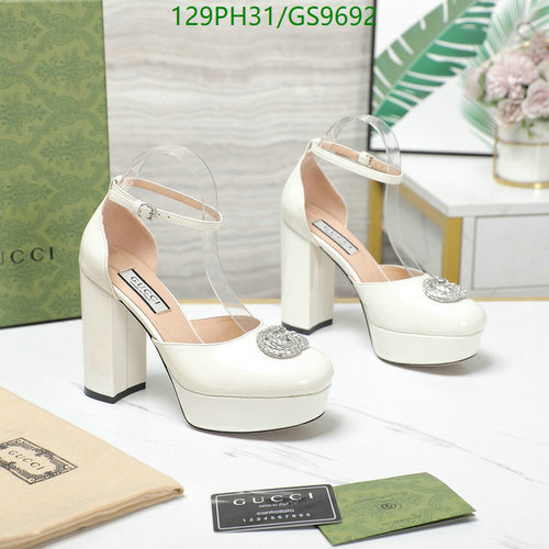 Gucci Women's Platform Block Heel Pumps with Ankle Strap - Elegant White Shoes