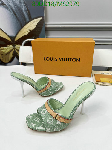 Louis Vuitton Women's Denim Monogram Mules - High Heel Open Toe Slides