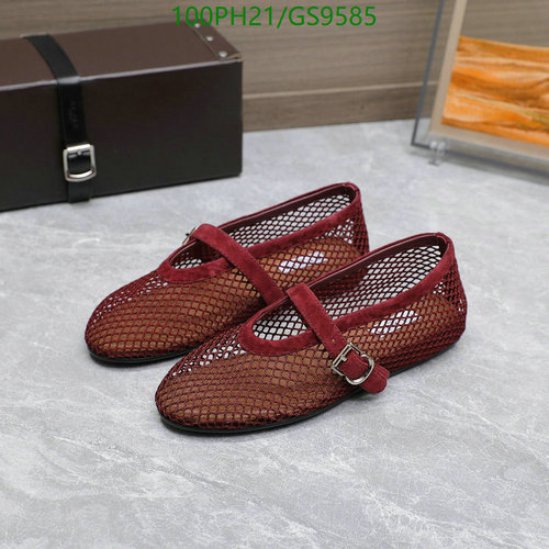 ALAIA Women's Mesh Mary Jane Flats - Red Sheepskin Buckle Strap Shoes