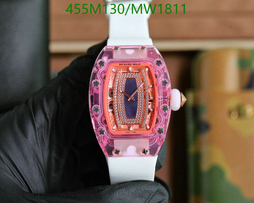 Products 13 Richard Mille MW1811 Transparent Pink Automatic Watch for Women, 45-31mm