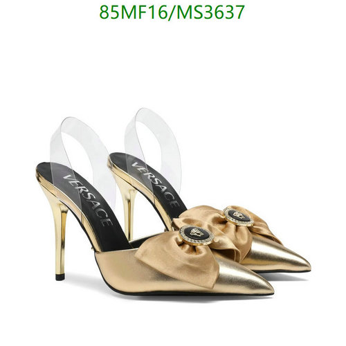 Versace Women's Gold Silk & Sheepskin Pointed Toe Slingback Heels 10.5CM