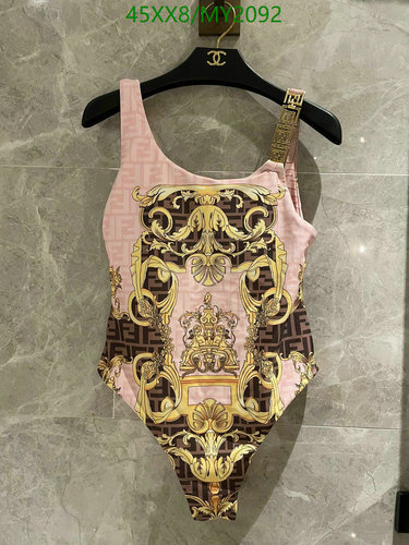 Fendi Baroque One-Shoulder Swimsuit - Elegant Monogram One-Piece Bathing Suit
