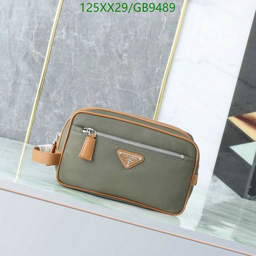 Prada Nylon Pouch with Leather Trim - Versatile Toiletry Travel Organizer