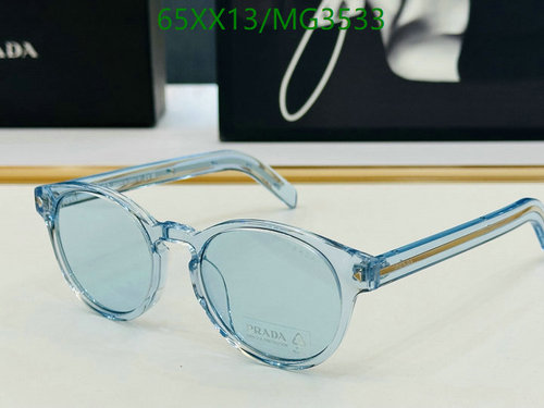 Prada MG3533 Pale Blue Round Sunglasses | Size: 51-21-150