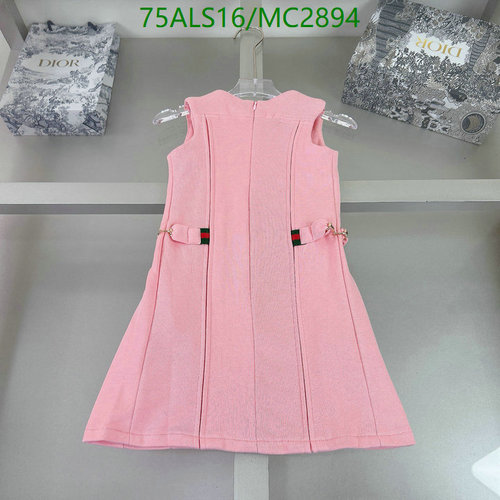 Gucci Kids' Pink Sleeveless Pleated Dress with Web Detail for Girls 7 Gucci Kids' Pink Sleeveless Pleated Dress with Web Detail for Girls