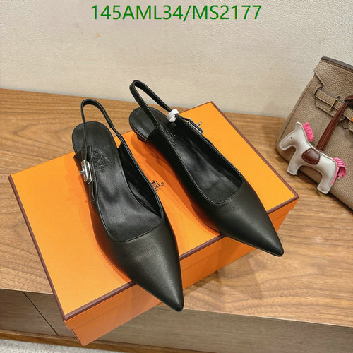 Products 21 Hermes Women's Black Slingback Pumps with Pointed Toe & Leather Sole