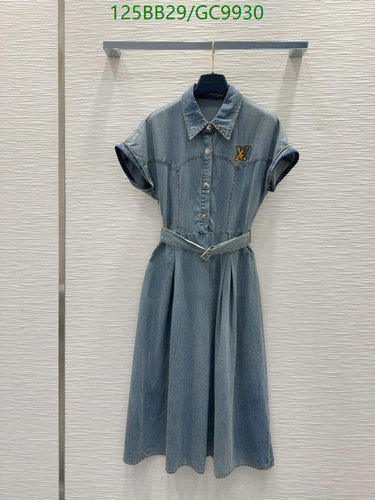Louis Vuitton Women's Denim Shirt Dress with Belt - Elegant & Casual Style