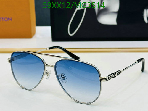 Louis Vuitton Aviator Sunglasses for Men - Blue Gradient Lenses, Silver Frame