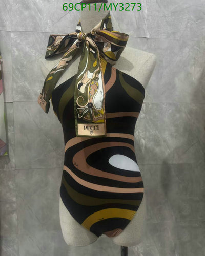 Pucci Halterneck Swimsuit with Iconic Swirl Print & Matching Scarf (S-XL)
