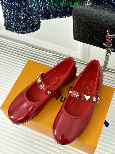 Louis Vuitton Women's Red Patent Leather Ballet Flats with Embellished Strap