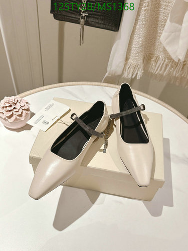 Brunello Cucinelli Women's Elegant Sheepskin Flats with Crystal Strap