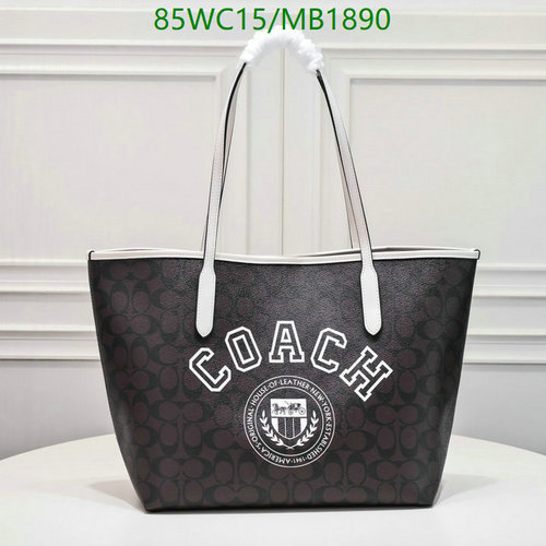 Chic Coach Monogram Large Tote Bag - Durable PVC & Leather, Spacious 33cm