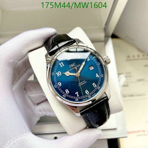 IWC Schaffhausen Automatic Mechanical Watch with Blue Dial and Leather Strap