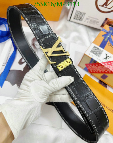Louis Vuitton MP3113 Croco Pattern Cowhide Leather Belt with LV Buckle 6 Louis Vuitton MP3113 Croco Pattern Cowhide Leather Belt with LV Buckle
