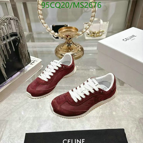 Celine Women's Chic Suede & Sheepskin Low-Top Sneakers - Burgundy Red