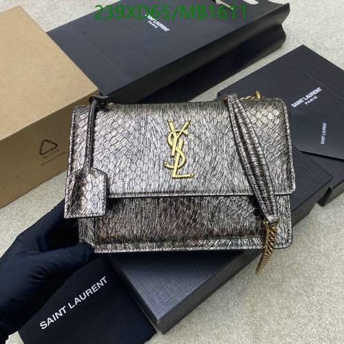 Saint Laurent Sunset Medium Bag In Embossed Metallic Leather - Luxurious & Stylish