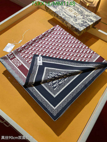 Dior 90cm Silk Twill Reversible Scarf - Elegant Luxury Accessory for Women